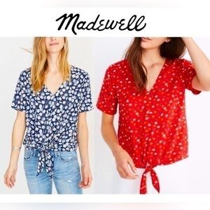 MADEWELL Women's Novel Tie-Front Tops - Bundle of TWO - Size Small